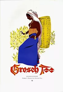 Original Vintage Posterdruck GROSCH TEE INDISCHE LADY 1928 - Bild 1 von 1