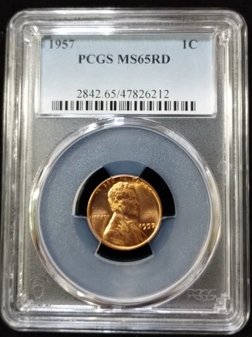 1957 Lincoln Wheat Cent PCGS MS65RD Cover