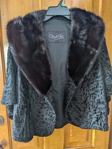 VTG Women's Sz. Lg-XL Persian Curly Lamb Wool Mink Fur Bolero /Stole MINT SALE - Picture 1 of 11