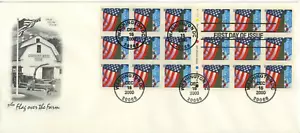 #3450a ArtCraft BOOKLET PANE OF 18 - FLAG OVER FARM 2000 on single FDC (34c) - Picture 1 of 1