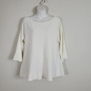 Tommy Hilfiger Women's Sweater Large Ivory Knit Flowy Lightweight Basic Minimal - Picture 1 of 9