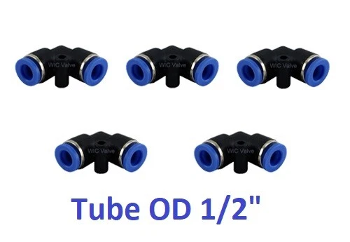 Pneumatic Elbow Union Tube OD 1/2" L Shape Quick Release Air Fitting 5 Pieces - Image 1 of 1