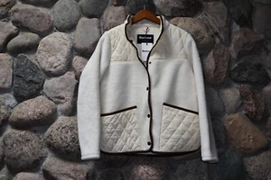 Barbour Brambles Fleece Jacket Cream White LFL0075CR11 New $220 UK 12 US Size 8 - Picture 1 of 7