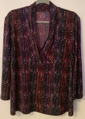 Blusa Top Elastizada Colección 212 Grande Multi Estampado Cuello en V Mangas 3/4 Envío Gratis Foto 1 de 3