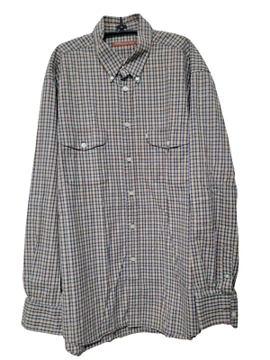 Acorn By Bob Goldfeder Button Down Dress Shirt XL Plaid Grid Blue /Browns - Image 1 of 4