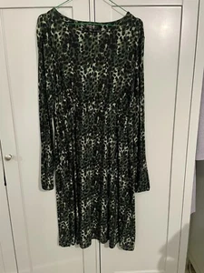 Next Maternity MIDI Khaki Animal Print Dress Size 14 Immaculate - Picture 1 of 4