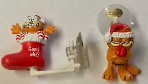 Vintage Garfield Christmas Suction Cup Window Figurine Guess Who and Bah Humbug - Picture 1 of 6