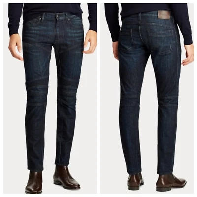 Pantalones de mezclilla japoneses Ralph Lauren etiqueta púrpura para motocicleta ajustados elásticos moto Foto 1 de 4