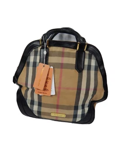 BURBERRY Women's Authentic Large Beige Check Leather Handbag - Picture 1 of 6