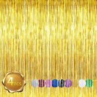 4 Pcs Gold Door Streamers Tinsel Curtain Party Streamers Backdrop Fringe Foil...