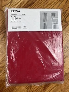 New Ikea RITVA Curtains Red 57” x 98" Pair Set Window Panel Drapes w/ Tie-backs - Picture 1 of 3