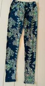 Lularoe Leggings Yoga Pants Green And Off White - Picture 1 of 4