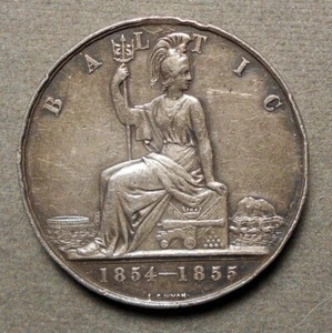 Gran Bretaña, 1856, Medalla Báltica, MY-118. Plata, grueso, 36 mm, xf, alguna llanta cha - Imagen 1 de 2