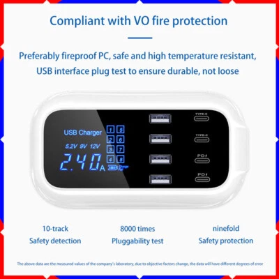 4USB+2TYPE-C+2PD hub desktop wall fast charging station AC power adapter - Image 1 of 4