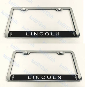 2pcs [LINCOLNReversed Style] STAINLESS STEEL CHROME License Plate Frame Holder - Bild 1 von 2