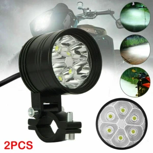 2x Motorcycle Front Spot Fog Light Headlight LED Driving Lamp Waterproof 6000LM - Picture 1 of 5