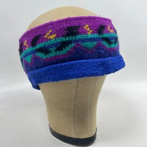 LL BEAN Headband Wool Fleece Lined Winter Earband Ski Snowboarding Blue USA VTG - Picture 1 of 9