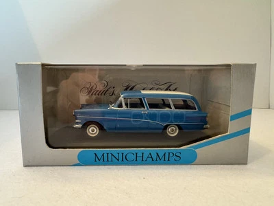 1:43 MINICHAMPS 430 043211 OPEL REKORD P1 1960 CARAVAN 1958-1960 blu prima serie - Immagine 1 di 4