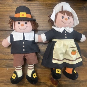 Vintage. 1996 Gibson Gruss Plüsch Thanksgiving Junge und Mädchen Pilger Puppen, 17 Zoll - Bild 1 von 2