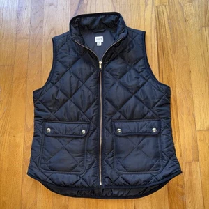Chaleco J Crew para mujer mediano negro acolchado acolchado acolchado cremallera bolsillos delanteros capa de otoño - Imagen 1 de 7