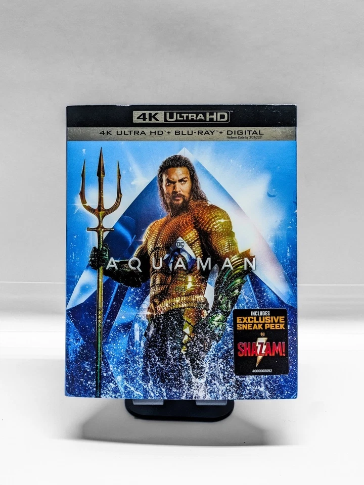 Aquaman (4K Ultra HD + Blu-Ray W/Slipcover)Jason Momoa RARE OOP New Sealed  - Image 1 of 3