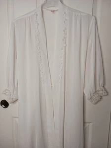 Vtg White Lace Beaded Bridal Silk Robe Sexy By Blossom Intimate Xl Fairy Honeym - Picture 1 of 8