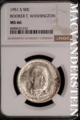 1951-S Booker T. Washington Commemorative Half Dollar - NGC MS 66 - #SLi337 - Image 1 of 2