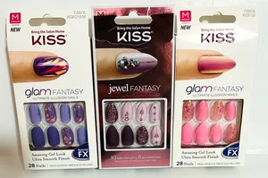 Nuevo KISS Manicura Uñas Rosa Púrpura Brillo 3 Juegos Gel - Imagen 1 de 1