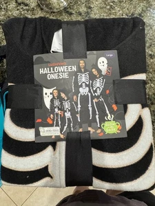 Womens & Mens  Glow In The Dark Skeleton Adult Pajamas Halloween Costume  NEW L - Picture 1 of 4