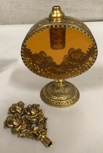Vergoldete Gold Filigran Glas Parfüm Flakon 8 1/2" Blumen Floral mit Glas Tupfer - Bild 1 von 6
