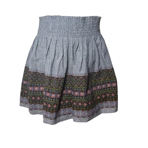 American Rag Mini Skirt Small Aztec Boho Print Smocked Waist Cotton Tribal Blue - Picture 1 of 7