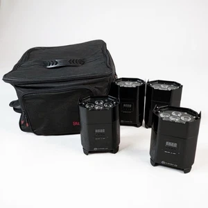 4 X ADJ Element QA Par Wireless LED Uplighters American DJ with Case Bag Black 1 - Picture 1 of 6