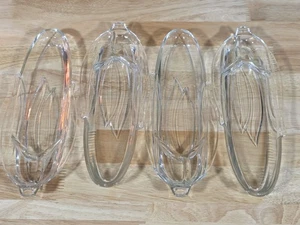 Set of 4 Vintage Clear Glass Corn on the Cob Dish Holders Plates Thanksgiving  - Picture 1 of 6