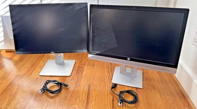 Dell U2415 24in 1920x1200 & HP Elite E240c 1920x1080 Video Conferencing Monitor - Image 1 of 4