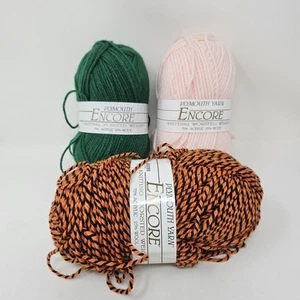 Plymouth Yarn Encore Worsted Acrylic/Wool Blend Mix Lot Pink Green Orange  YM - Picture 1 of 5