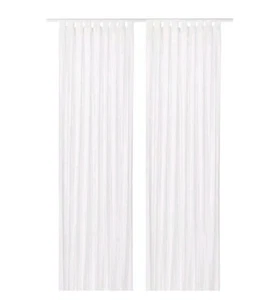 Ikea 1 Paar lange durchsichtig weiß 100 % Baumwolle Matilda Tab Top Vorhänge Stich Detail - Bild 1 von 8