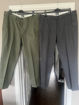 Lands' End Mens x 2 grey & green Chino Trousers Straight Fit Size 38 x 32 - Image 1 of 4
