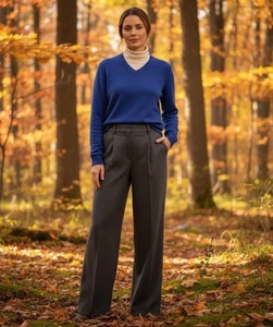 Qi Cashmere Damen royalblau 100% Kaschmir V-Ausschnitt Pullover Gr. Medium kuschelig luxuriös - Bild 1 von 7