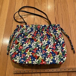 Kate Spade New York Nylon Navy Floral Drawstring Tote Shoulder Handbag - Picture 1 of 6