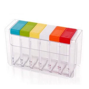 6 Case Spice Shaker Jars, Colorful Salt Spices Condiment Container Case - Picture 1 of 7