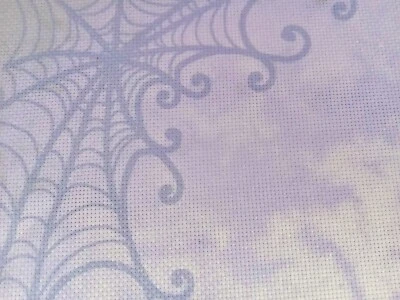 Fabric Flair Spider Lace Web Purple + Silver Sparkles 14ct Cross Stitch 50x45cm - Image 1 of 2
