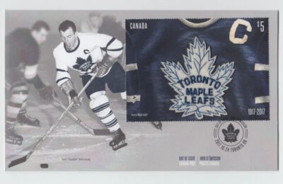 MAPLE LEAFS Hockey team = REAL FABRIC CREST / BADGE S/S Official FDC Canada 2017 - Image 1 of 3