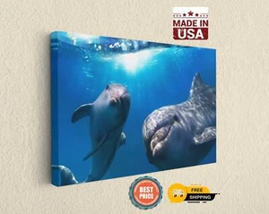 Dolphin Ocean Wiev Marine Under Water Art Canvas Print Wall Hangings - Picture 1 of 8