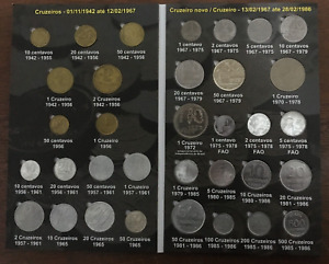 Coin album with 34 Cruzeiros coins  - Brazil