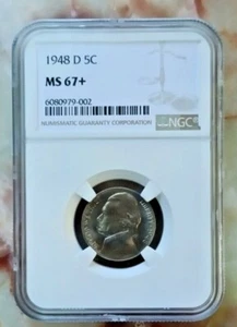 1948-D Jefferson Nickel NGC MS-67+.  LOW SHIPPING!! - Picture 1 of 4