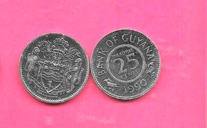GUYANA KM34 1990 UNCIRCULATED-BU UNC-MINT OLD VINTAGE 25 CENTS COIN - Picture 1 of 1