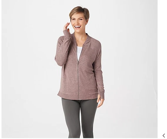 AnyBody Hacci Bomber Jacket Smokey Taupe Size Small A367692 - Imagem 1 de 1