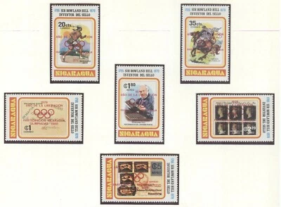 NIcaragua Olympic Games Moscow 1980 perf set & block RED overprint MNH - Image 1 of 2