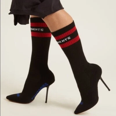 Zapatos de tacón de aguja Vetements de punto negro talla US 6 / IT 36 $985 ~ IMPECABLES, NUEVOS ~ Foto 1 de 4