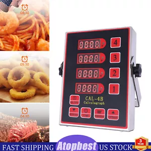 Commercial 4 Channels Kitchen Timers Restaurant Timer Loud Red Stainless Steel! - Picture 1 of 11